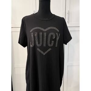 JUICY COUTURE Sleepwear Women's Sz XL Black Ribbed Nightshirt Bling Pajamas